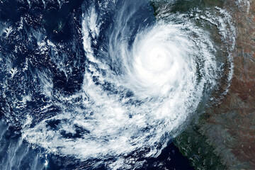 Fototapeta premium Hurricane, typhoon, view from space. Elements of this image furnished by NASA