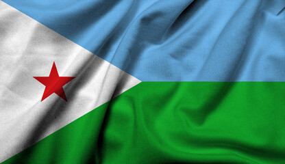 3D Flag of Djibouti satin