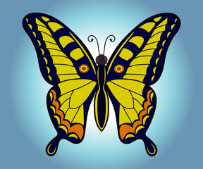 butterfly cartoon illustration. fun comic animal.