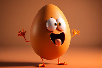Fototapeta premium Cartoon character eggs healthy food, Smiling and cheering, Funny, Generative ai