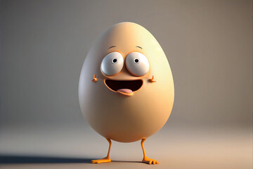 Cartoon character egg food, Funny cheering and smiling, Generative ai