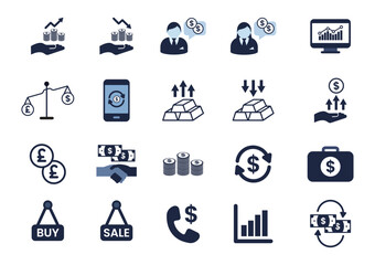 finance and investment flat icon element set