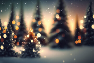 Fototapeta na wymiar Christmas winter landscape. Christamas holidays. Snow landscape. Slightly blured. Detailed winter scenery. Created by Generative AI