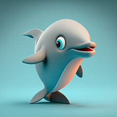 Cute Cartoon Dolphin Character (Generative AI)