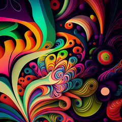 Multi-colored psychedelic abstraction 2d style. Generative AI.