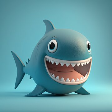 Cute Cartoon Shark Character (Generative AI)