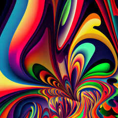 Multi-colored psychedelic abstraction 2d style. Generative AI.