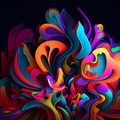 Multi-colored psychedelic abstraction 2d style. Generative AI.