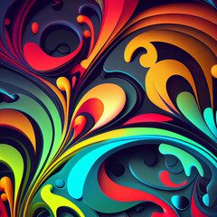 Multi-colored psychedelic abstraction 2d style. Generative AI.