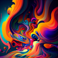 Multi-colored psychedelic abstraction 2d style. Generative AI.