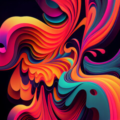 Multi-colored psychedelic abstraction 2d style. Generative AI.