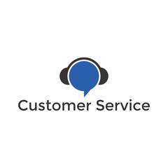 Customer support logo headphones vector