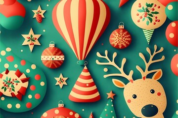 Colorful Christmas background pattern with 