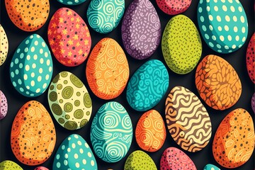 Fototapeta na wymiar Colorful easter background with painted easter eggs
