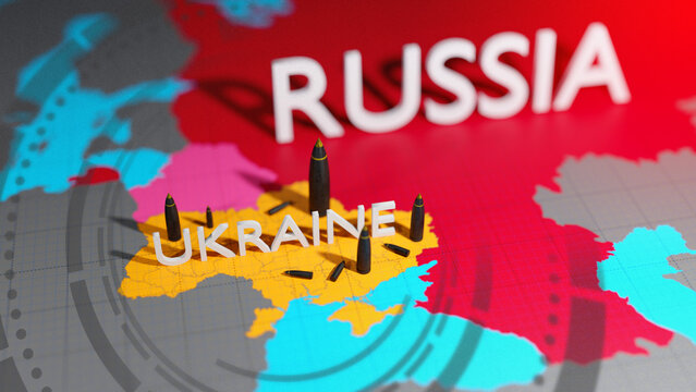 Ukraine's crisis map. Ukraine and Russia military conflict. Geopolitical concept.