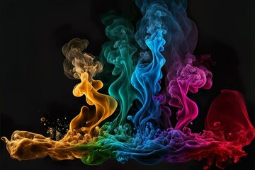 Fototapeta premium Colourful smoke on a black background 