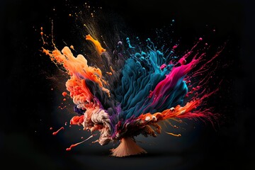 An explosion of colour on a black background 
