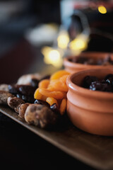 Dried fruits served on a table