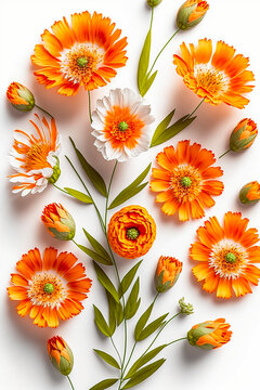 Orange flowers isolated on white