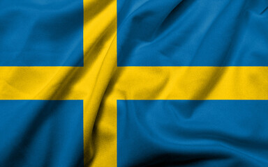3D Flag of Sweden waving