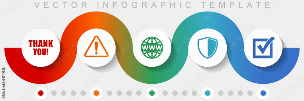 Aufkleber internet infographic vector template with icon set, miscellaneous icons such as thank you, warning, 