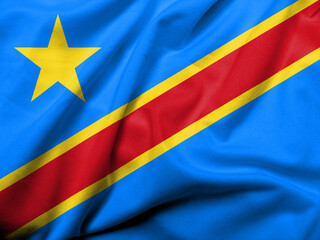 3D Flag of the Democratic Republic of the Congo satin
