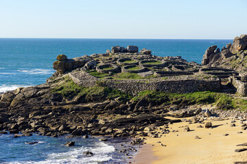 Castro de Baroña (ocupado hasta el siglo I d.C.). Es uno de los castros más emblemáticos y visitados de Galicia. Porto do Son, A Coruña, España.