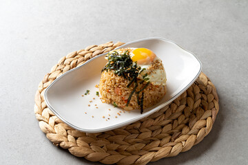 Korean food dishes fried rice