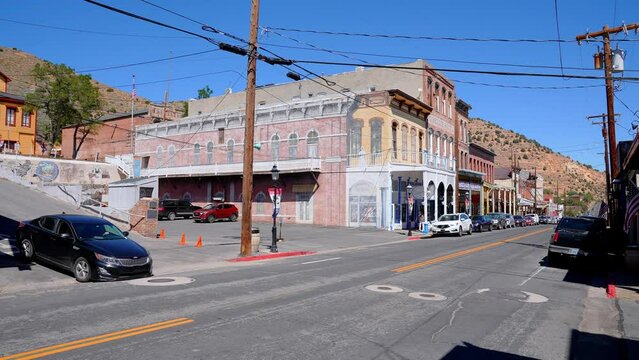 Victorian style buildings. Stores Along the Streets of Old Gold and Silver Mining Town of Virginia City. Cowboy town in America. Second oldest town in Nevada.