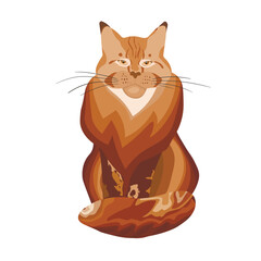 Cute cat Maine Coon isolated on color background. Funny animals. Card, postcards for kids. Flat vector illustration for banner, card, wallpaper, poster