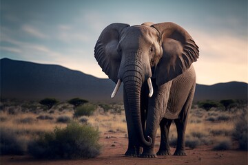 Naklejka na ściany i meble Elephant in Africa, generative AI