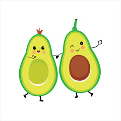 Vector half avocado healthy food diet fruit organic vegetable vector hand drawn cartoon art 