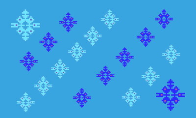 Balkan ethnic blue repeating pattern inspired by traditional Serbian embroidery