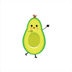 Vector half avocado healthy food diet fruit organic vegetable vector hand drawn cartoon art 