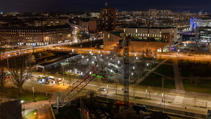 Fototapeta na wymiar Cityscape at night In Strasbourg in France on January 2023