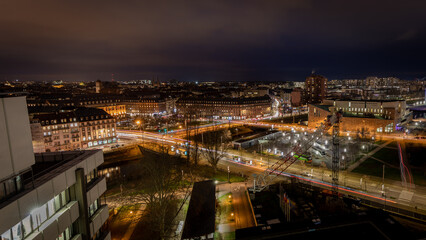 Cityscape at night In Strasbourg in France on January 2023
