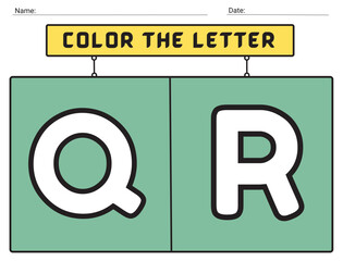 Alphabet letters tracing worksheet with alphabet letters q and r