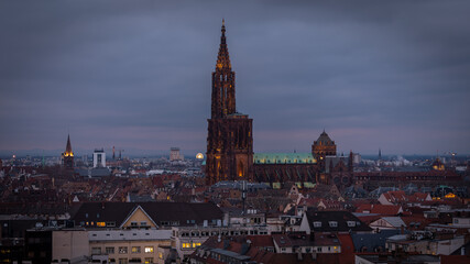 Fototapeta na wymiar Skyline and Cathedral of Strasbourg in Strasbourg in France on January 2023