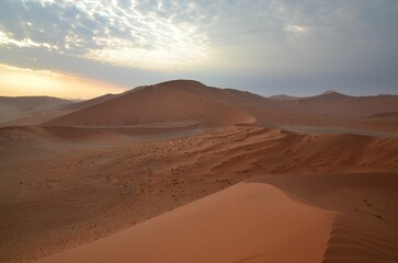 Fototapeta na wymiar Walking on the dunes of Sossusvlei, Namibia