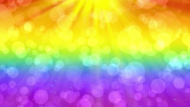 LGBT background with rainbow colors. Animated Sunrays, bokeh, glitter. Loop. 23,98fps