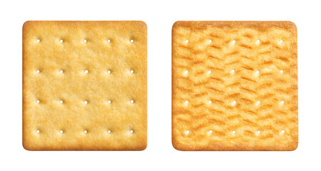 Delicious square crackers cut out - obrazy, fototapety, plakaty