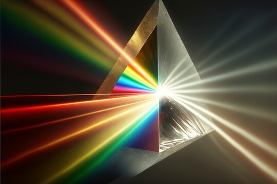 A Close-Up of a Prism, Refracting and Splitting a Ray