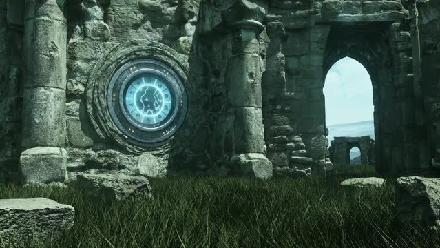 Ancient Ruins of a Portal Stargate - Epic Landscape Loop Background V2