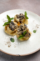 delicious pancakes with filling on a plate

