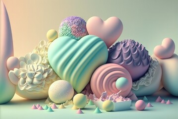 Fototapeta na wymiar Valentine's Day illustration of heart in pastel colors generative ai