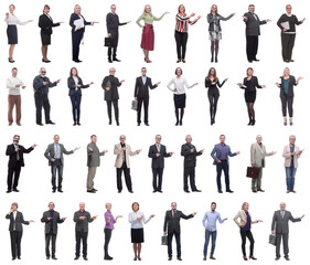 group of business people showing thumbs up isolated