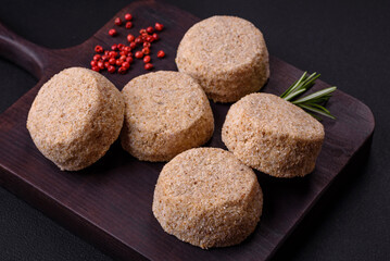 Raw falafel, a traditional oriental dish with spices and herbs