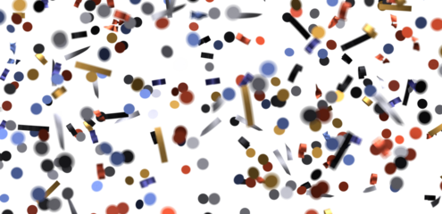Multicolored paper confetti on transparent background.