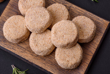 Raw falafel, a traditional oriental dish with spices and herbs