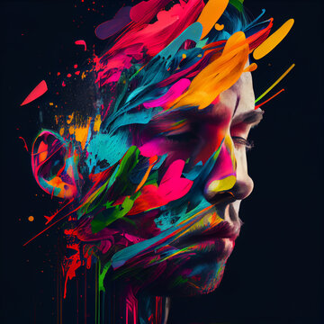 colorful abstract art of a man's face